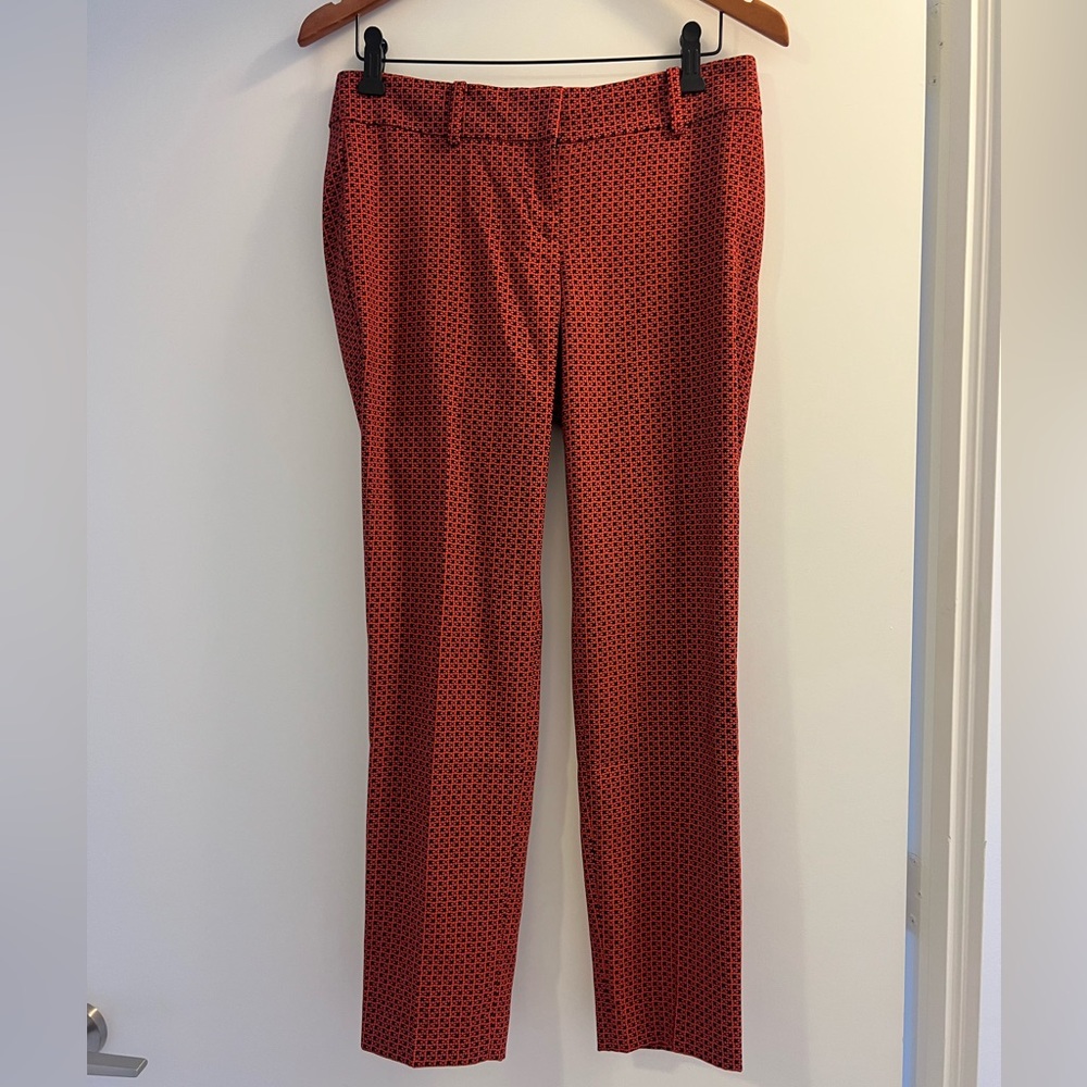 Ann Taylor Red and Black Patterned Straight Leg Pants